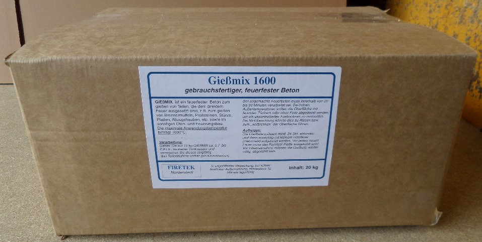FIRETEK Feuerbeton Gießmix 1600 25 kg FIRETEK Feuerbeton Gießmix 1600 25 kg